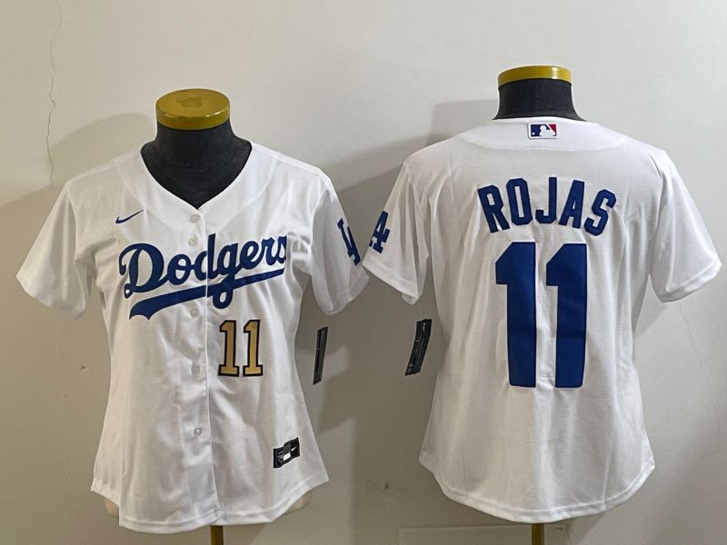 Women Los Angeles Dodgers 11 Rojas White Game 2024 Nike MLB Jersey style 1